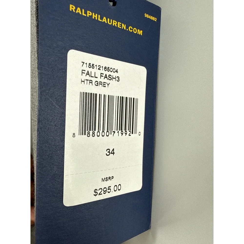 Polo Ralph Lauren Dress Pants Mens 34 Grey Heather Grey Wool Trousers unhemmed